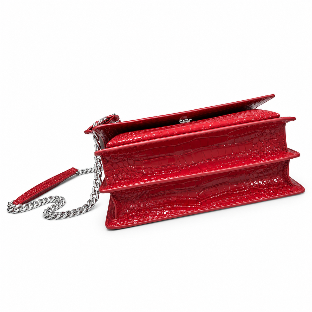 YSL Sunset Medium Bag Red Croc