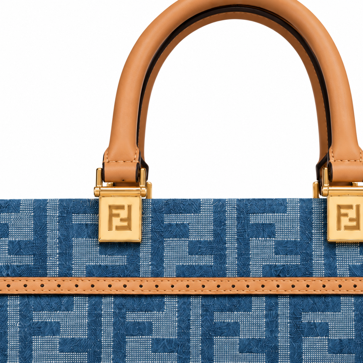 Fendi FF Logo Leather Medium Tote Bag 22.5x25x12cm