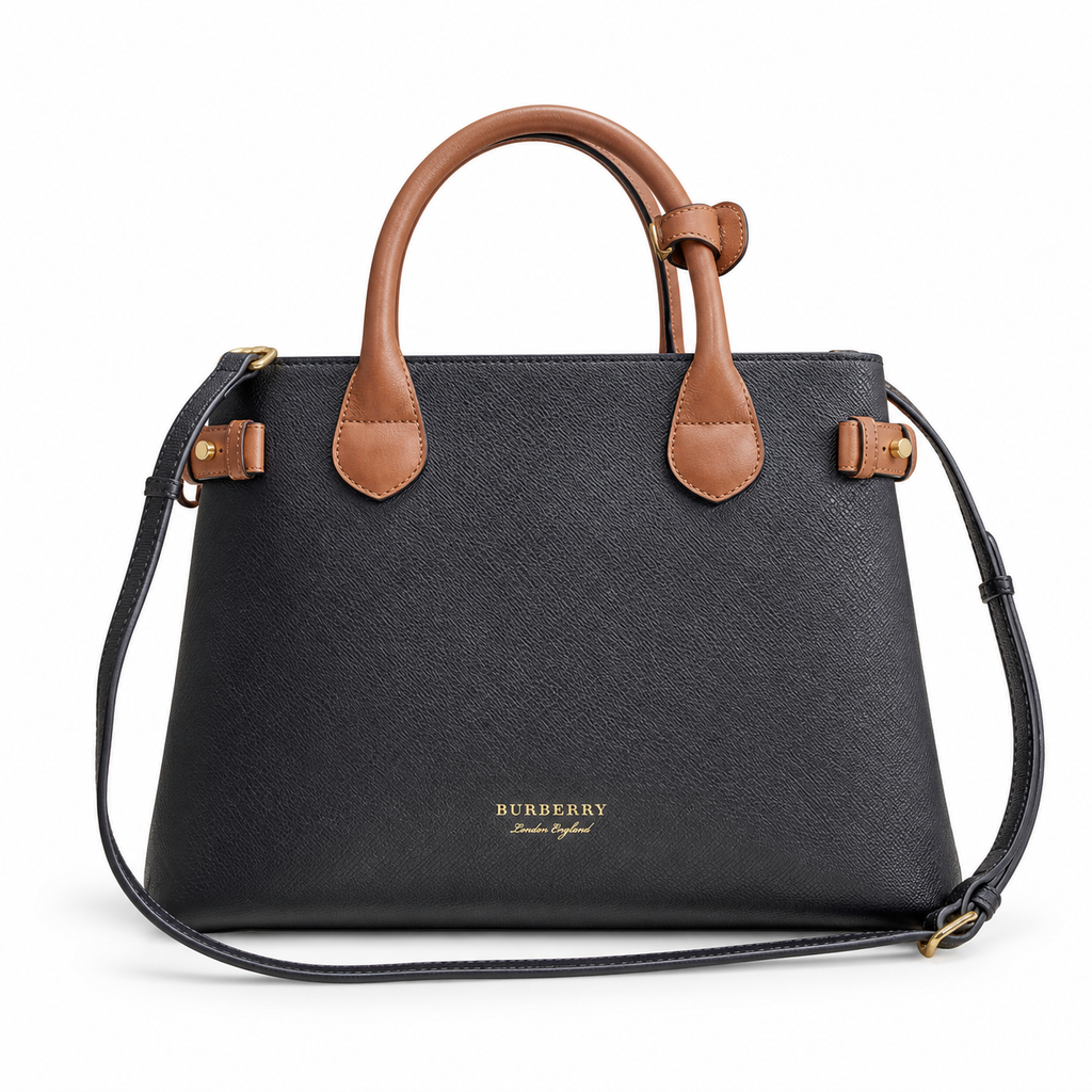 Burberry Black & Tan Refined Top Handle Bag