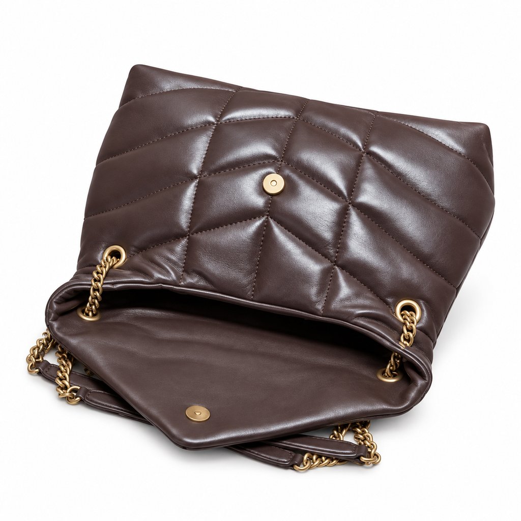 Saint Laurent Loulou Puffer Small Bag – Dark Brown