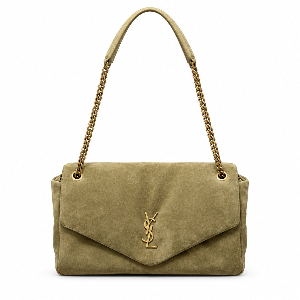 YSL Saint Laurent Calypso Suede Bag – Sage