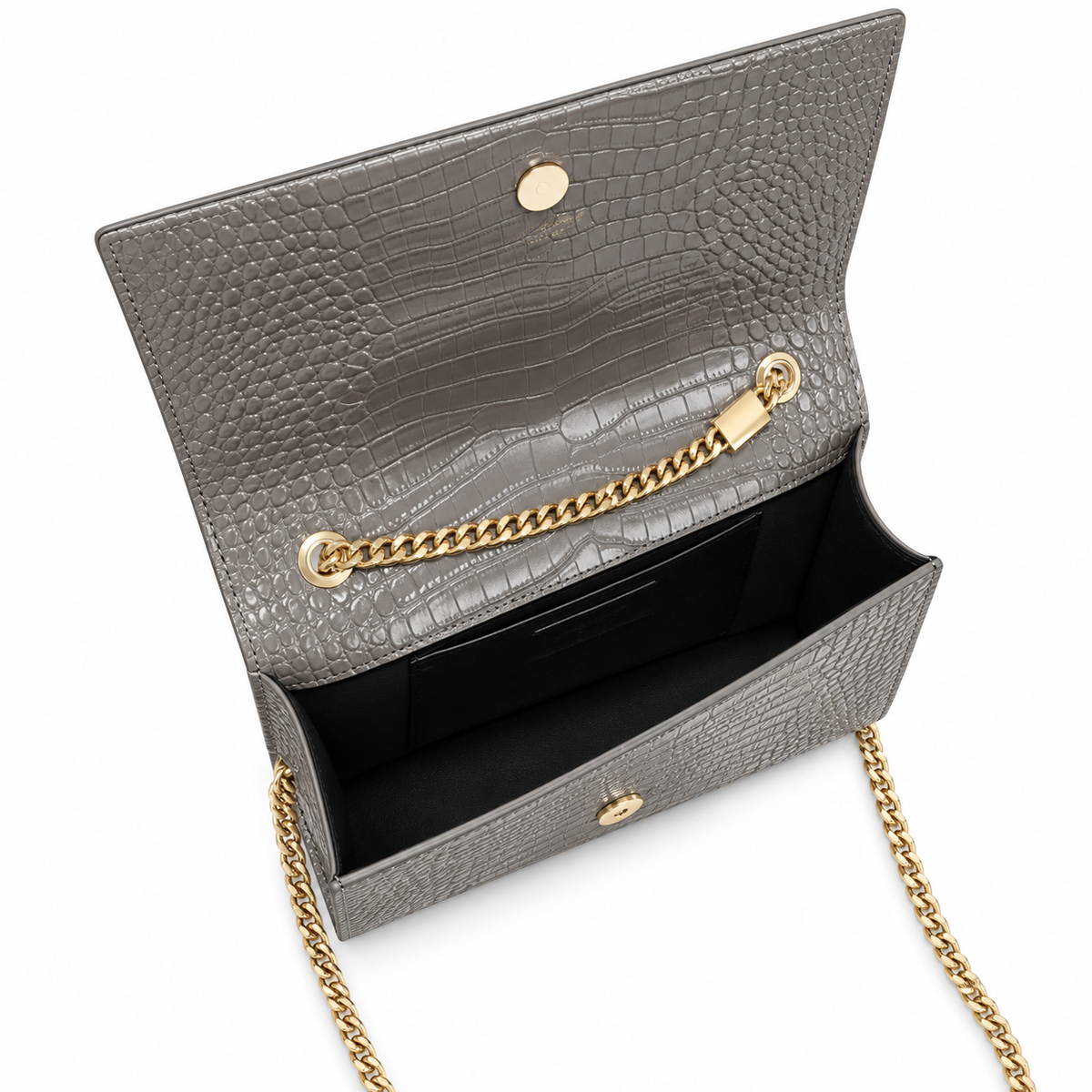 Saint Laurent YSL Kate Tassel Bag – Grey Croc Gold