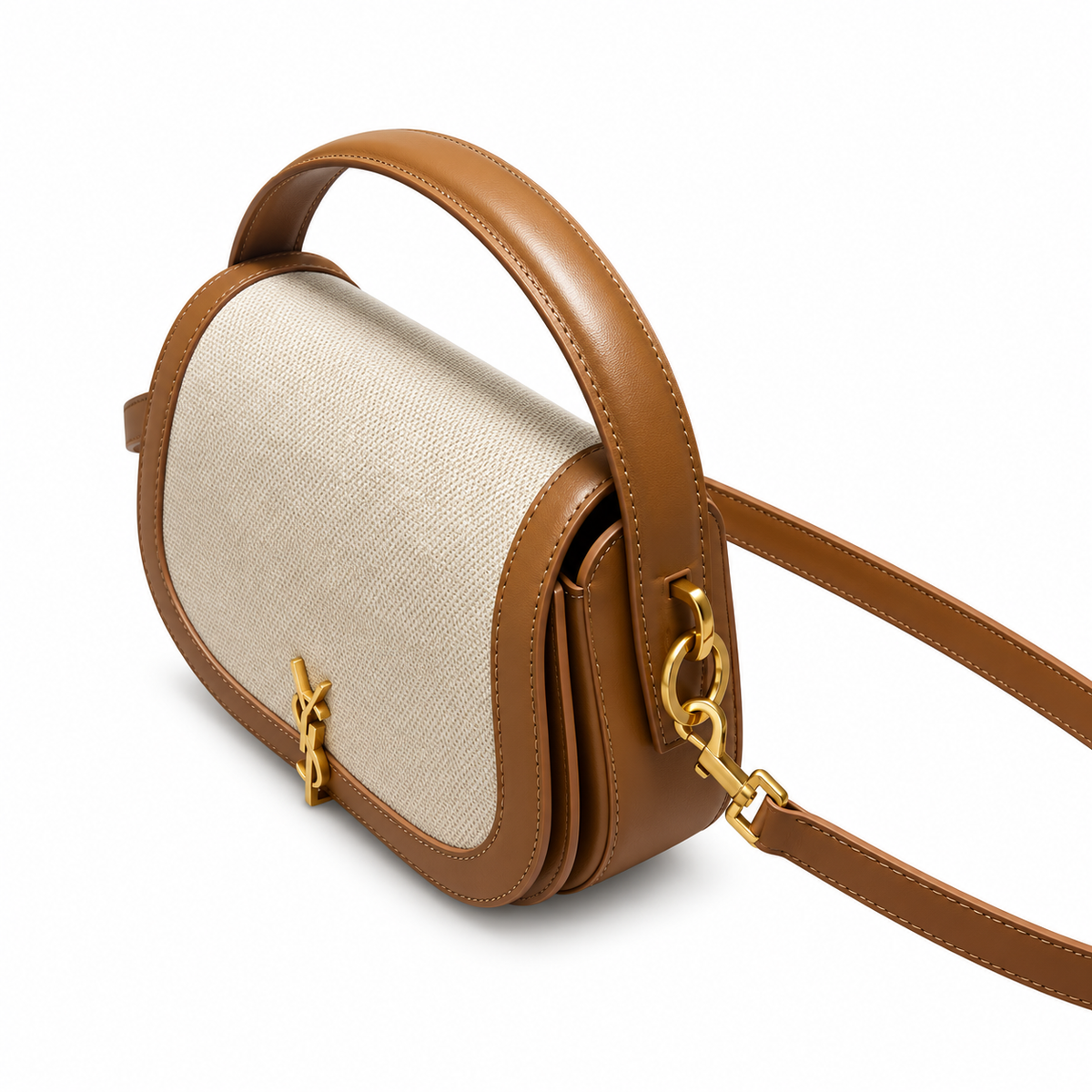 Saint Laurent Solferino Bag – Canvas & Tan Leather