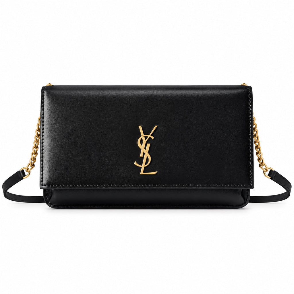 YSL Saint Laurent Kate Small Chain Bag in Black Smooth Leather