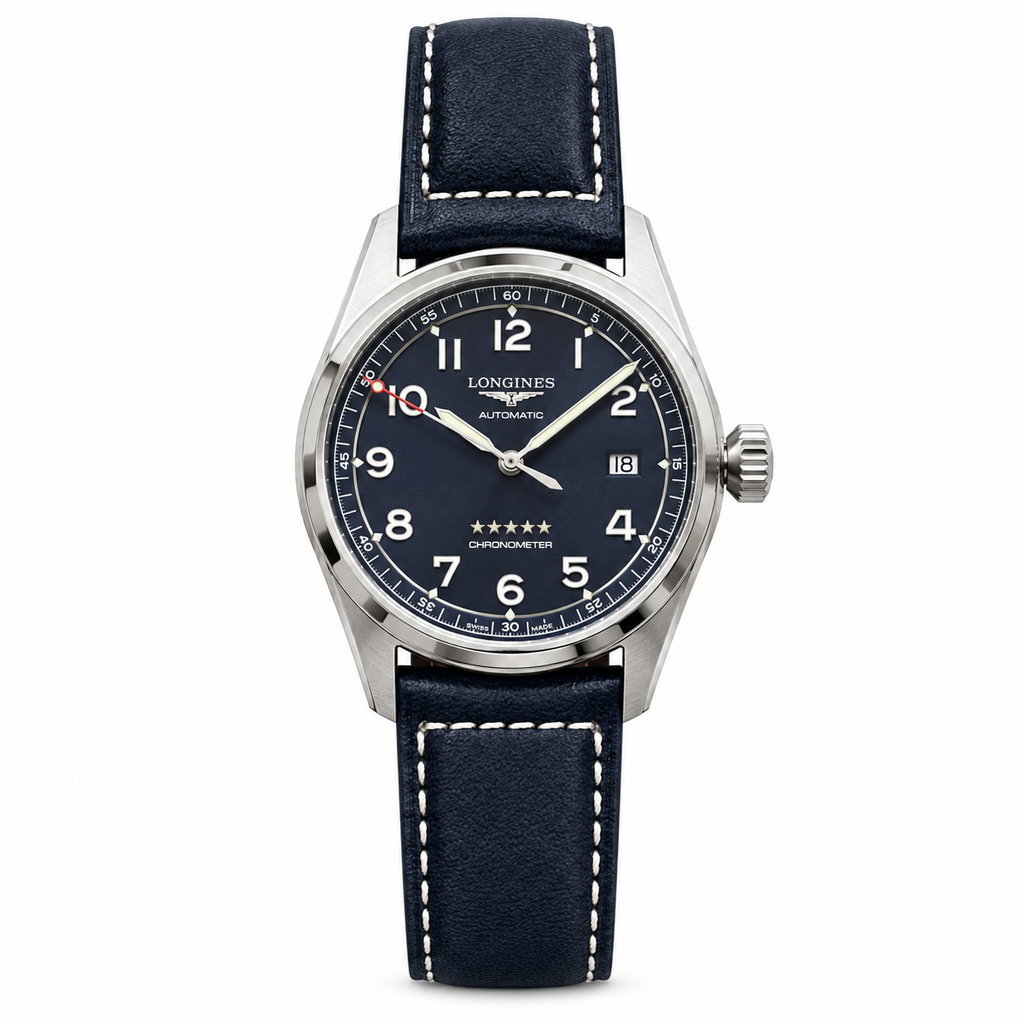 Longines Spirit Blue Dial Navy Leather Automatic Chronometer Watch