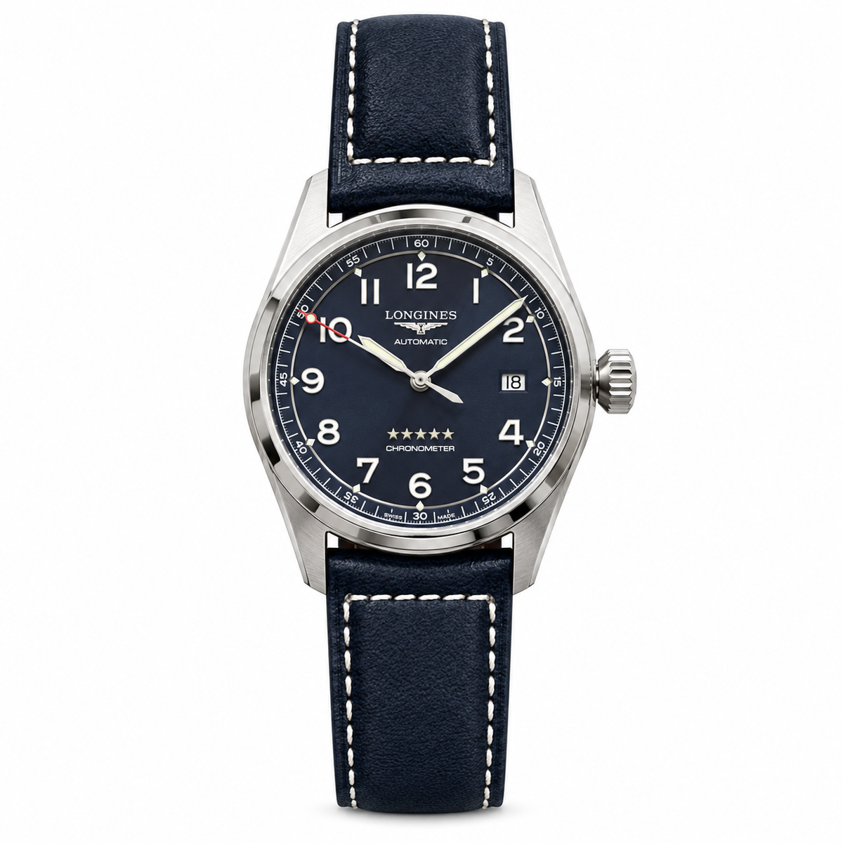 Longines Spirit Blue Dial Navy Leather Automatic Chronometer Watch