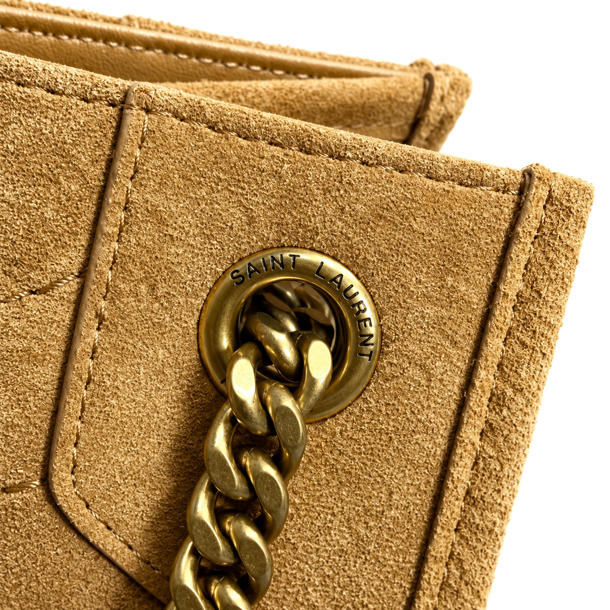 YSL Saint Laurent Nolita Quilted Suede Tote – Sand