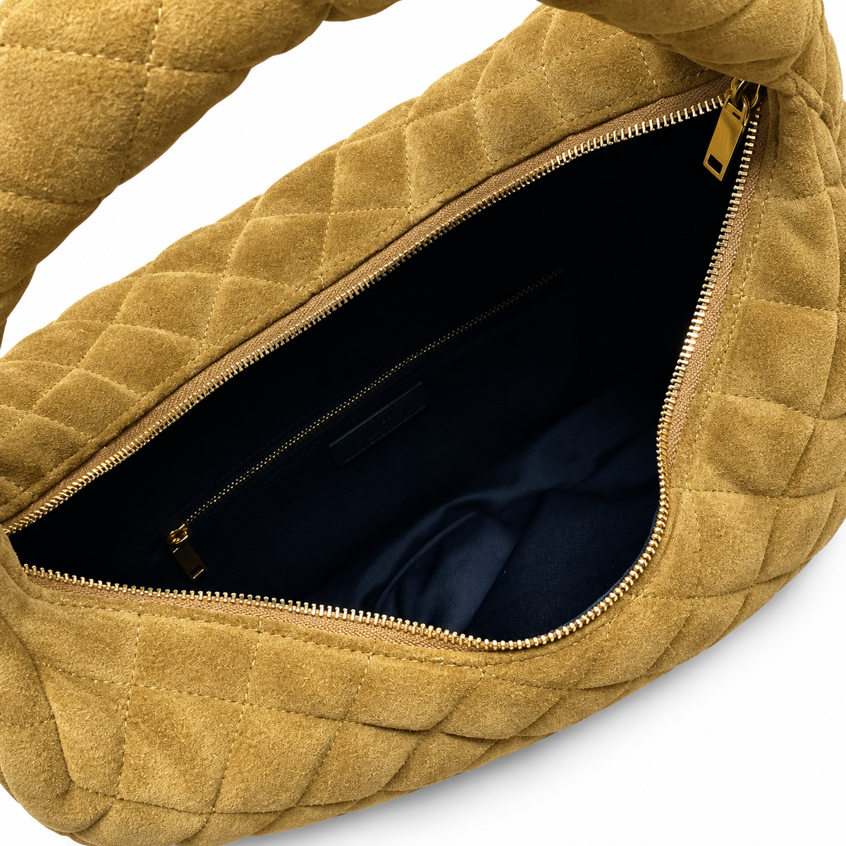 Saint Laurent Quilted Suede Hobo Bag – Mustard