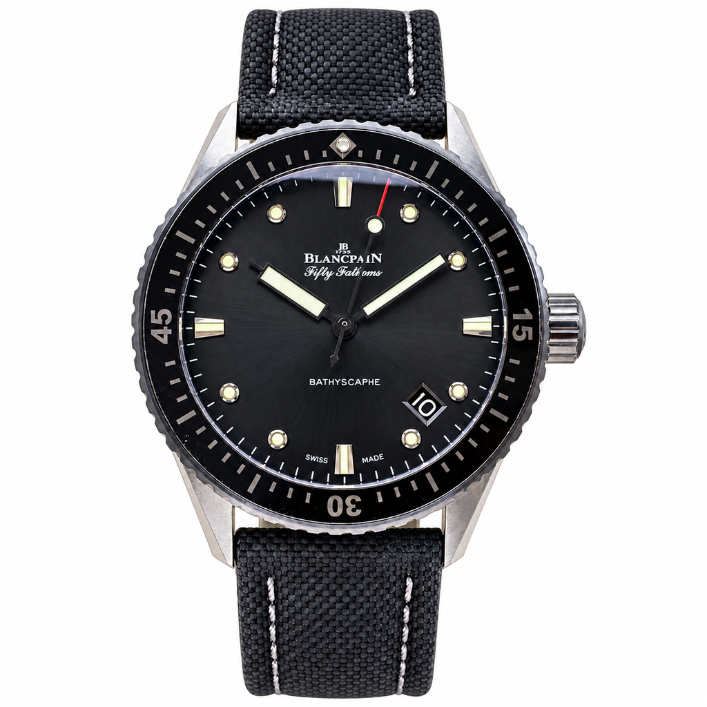 Blancpain Fifty Fathoms Bathyscaphe Black Dial Date Steel Dive Watch