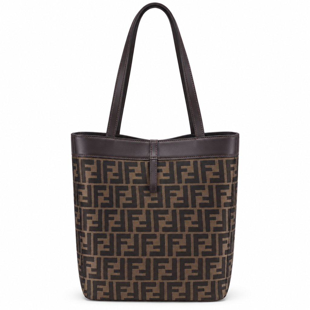 Fendi FF Large Tote Bag – Jacquard Canvas & Leather Handles, 32.5cm