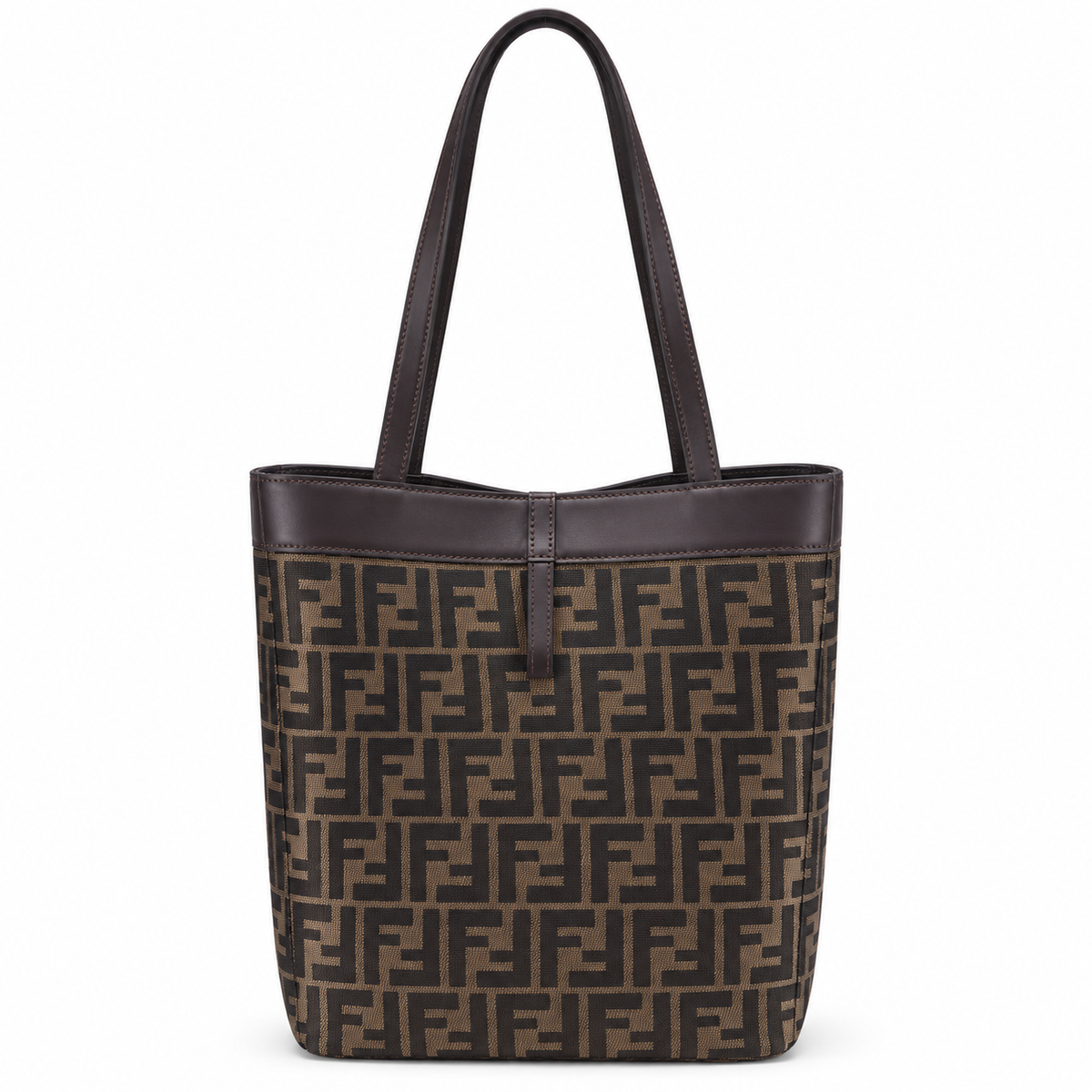 Fendi FF Large Tote Bag – Jacquard Canvas & Leather Handles, 32.5cm