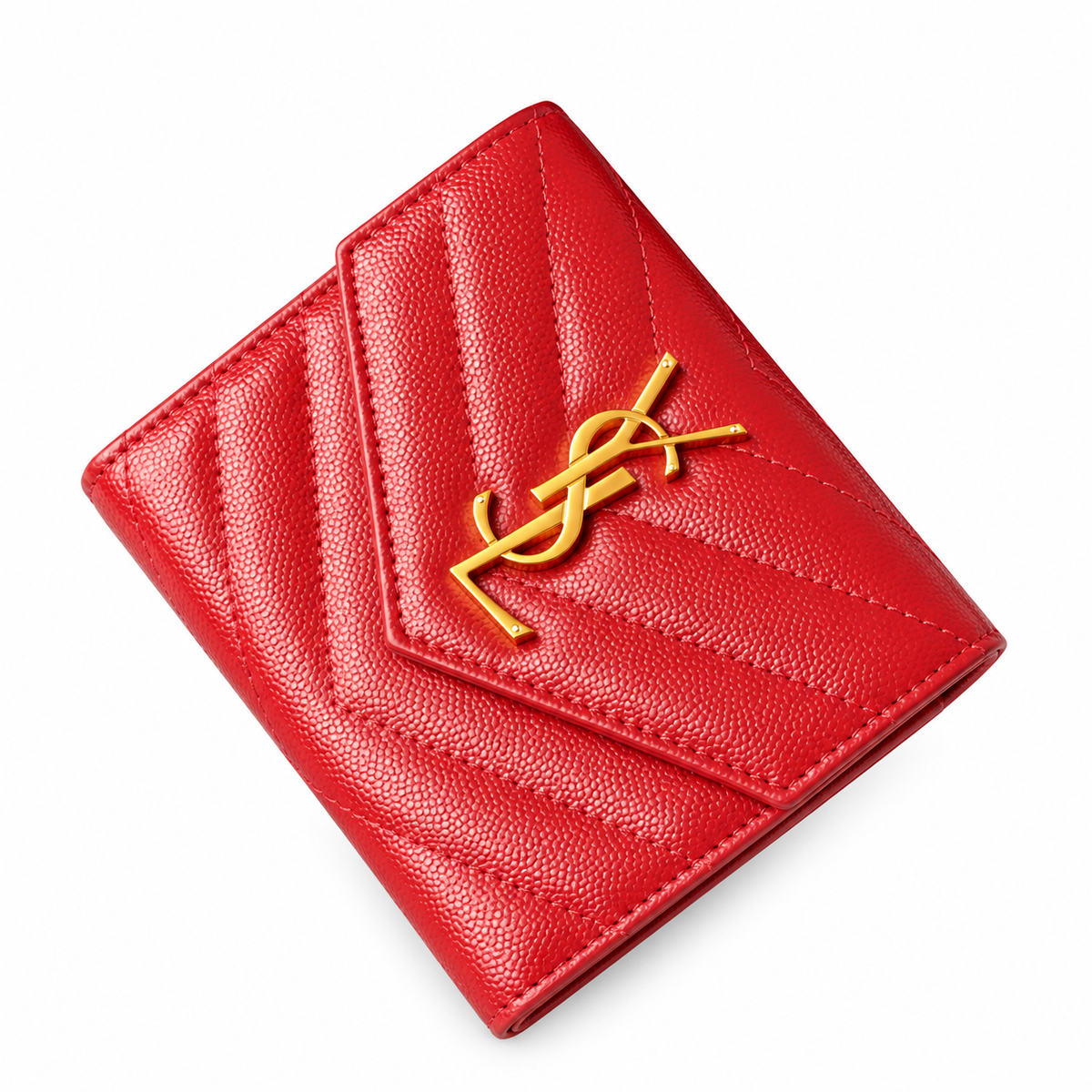YSL Saint Laurent Monogramme Small Wallet – Red