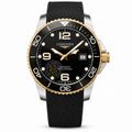 Longines HydroConquest – Black Dial Gold Bezel 300m Rubber Strap