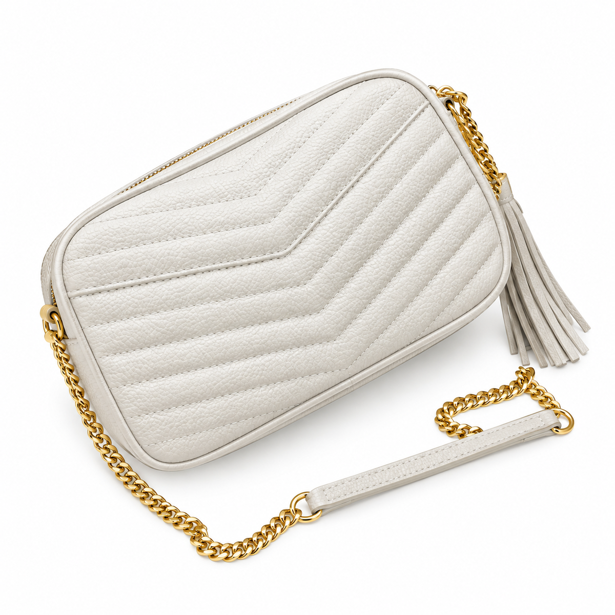 YSL Saint Laurent Lou Camera Bag in Cream Matelassé Leather