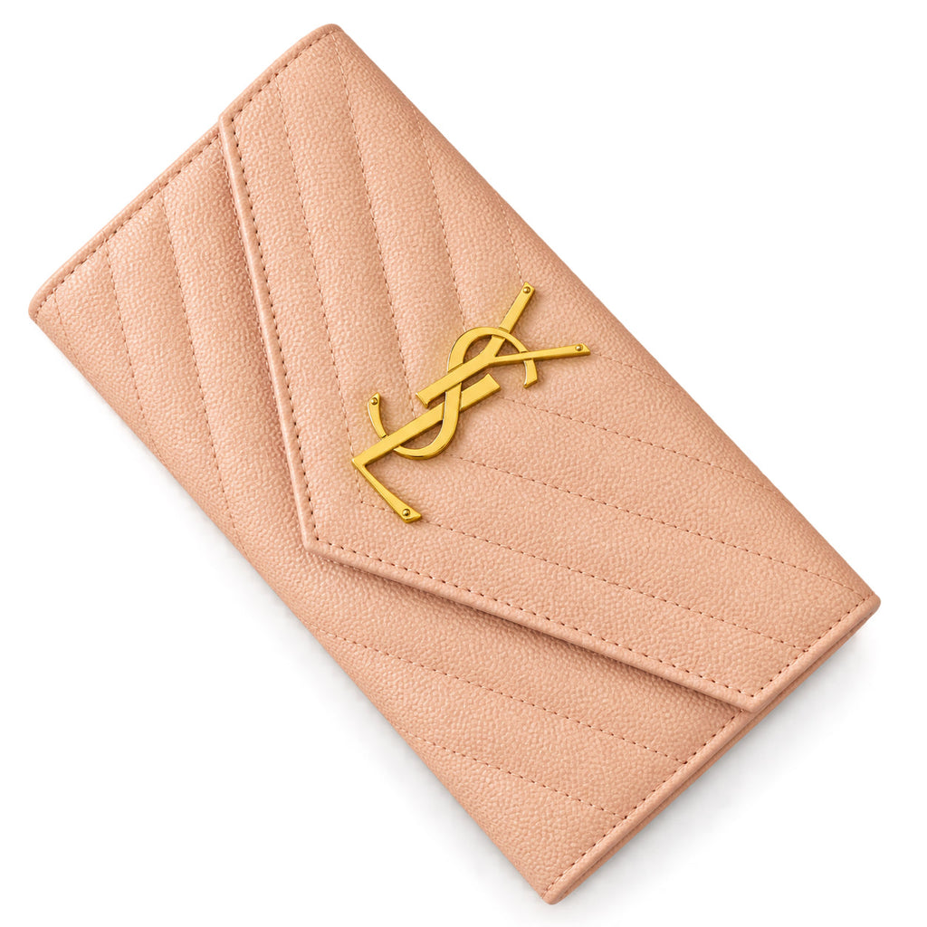 YSL Saint Laurent Monogram Large Flap Wallet Blush Pink
