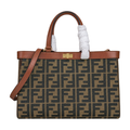 Fendi FF Sunshine Leather Shopper Tote Bag 40x12x29cm
