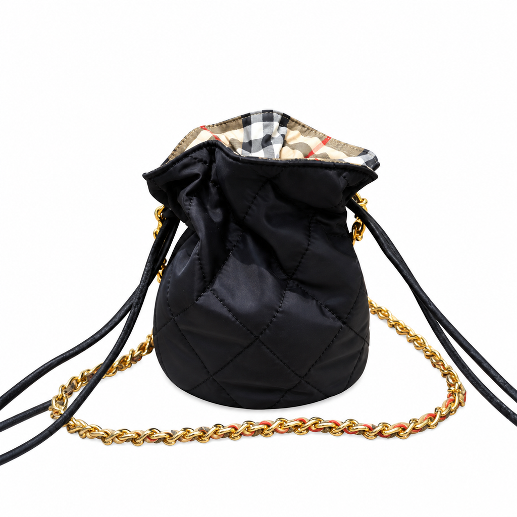 Burberry Midnight Quilted Mini Bucket Bag