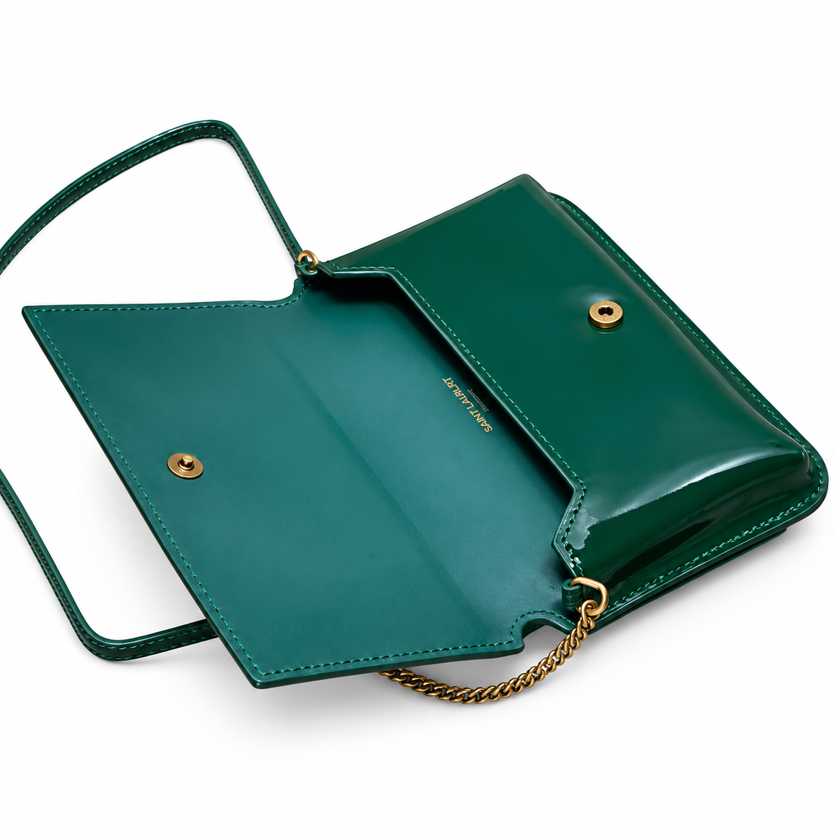 Saint Laurent Kate Chain Wallet Bag in Emerald