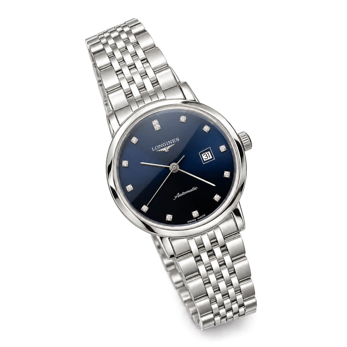 Longines Elegant Collection – Blue Diamond Dial Steel Bracelet Ladies