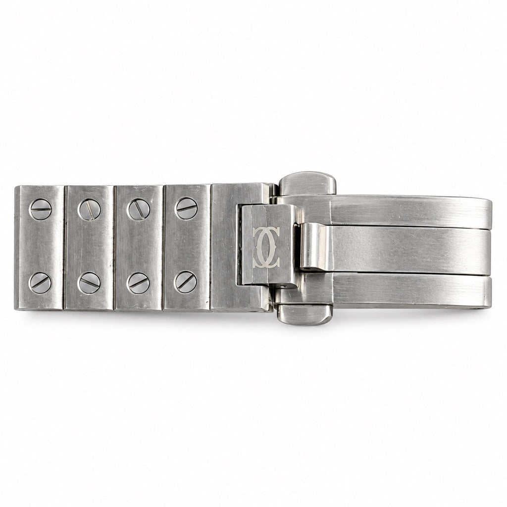 Cartier Santos Medium Steel White Dial Quartz Bracelet Watch – KDY