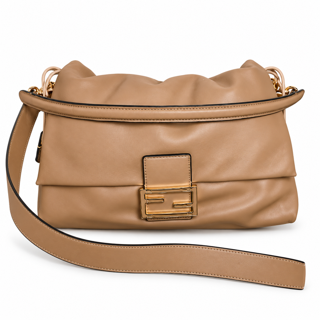 Fendi FF Mini Crossbody Bag – Jacquard Canvas & Gold Hardware, Adjustable Strap, 31.5cm