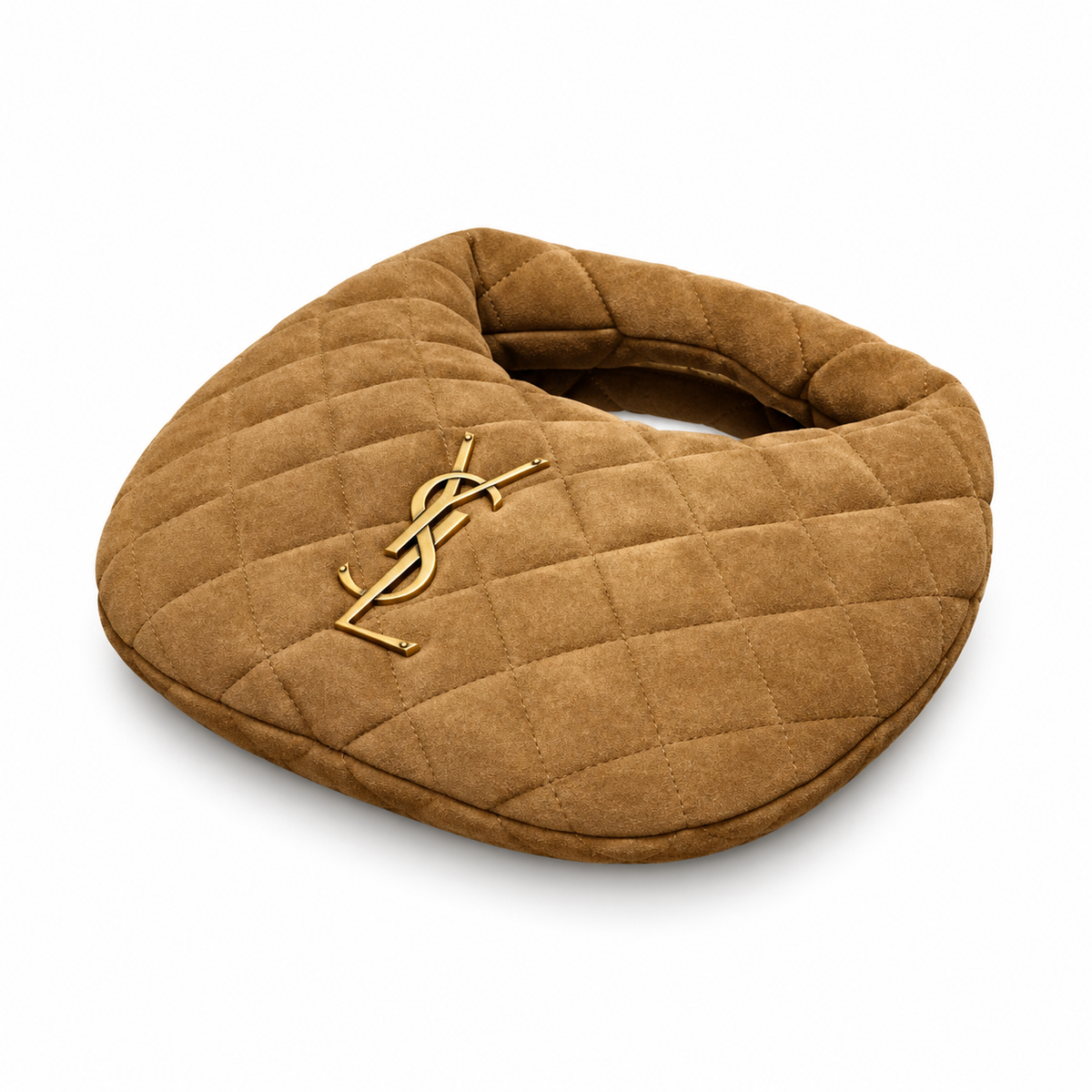 YSL Saint Laurent Quilted Suede Hobo Bag