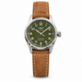 Longines Spirit Automatic Chronometer olive green dial tan leather strap