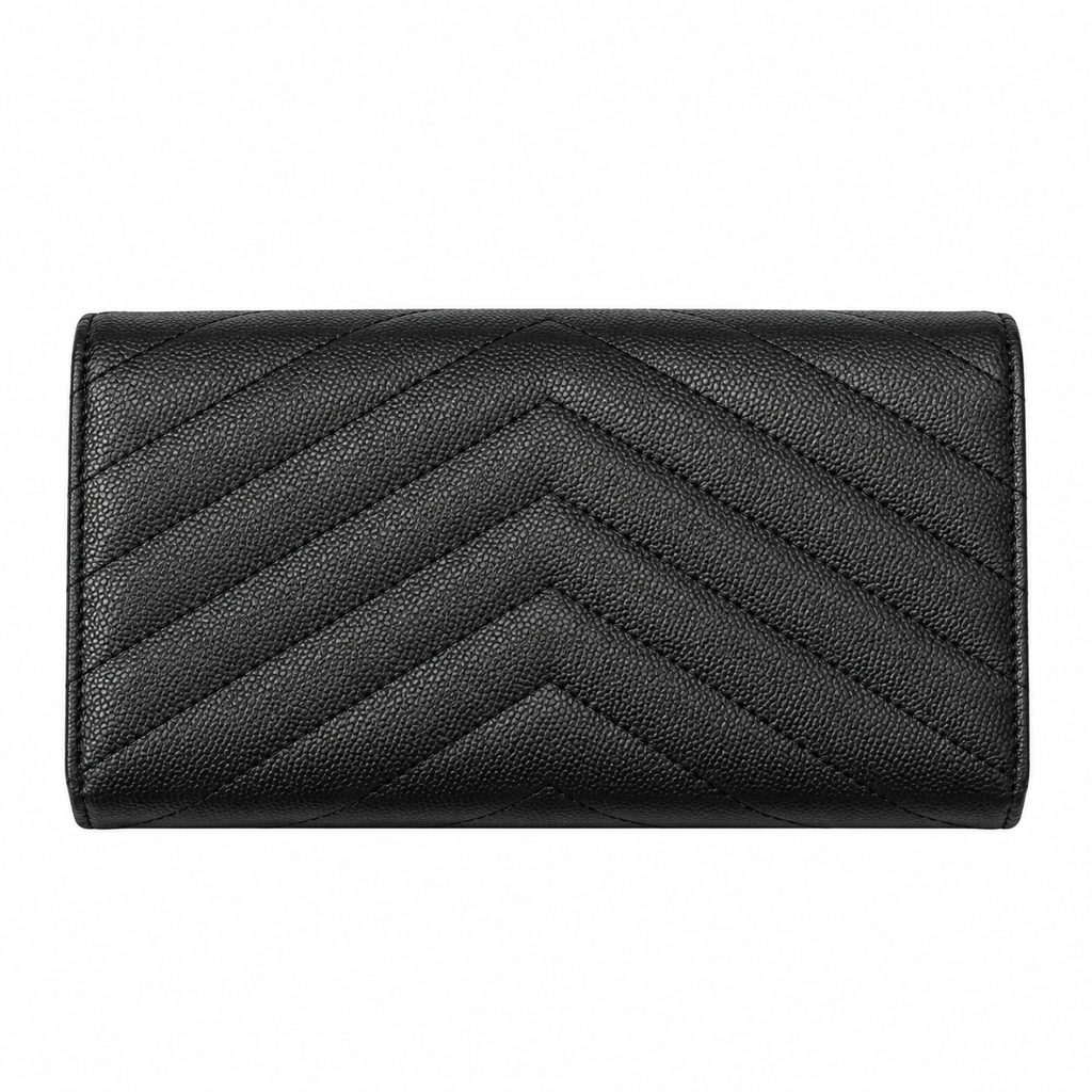 YSL Saint Laurent Monogram Large Flap Wallet Black