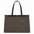 Fendi FF Jacquard Tote Bag – Black Calfskin Trim Gold Hardware