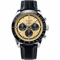 Longines Conquest Chronograph – Champagne Dial Black Bezel Leather Strap