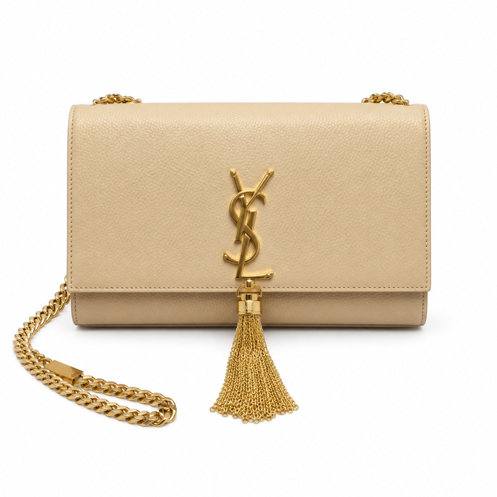 Saint Laurent YSL Kate Tassel Bag – Beige Smooth Leather Gold