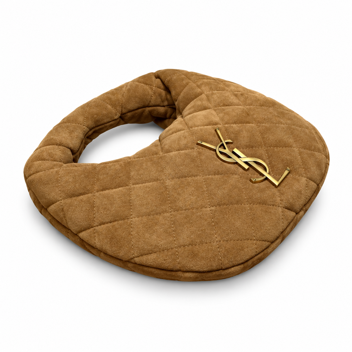 YSL Saint Laurent Quilted Suede Hobo Bag