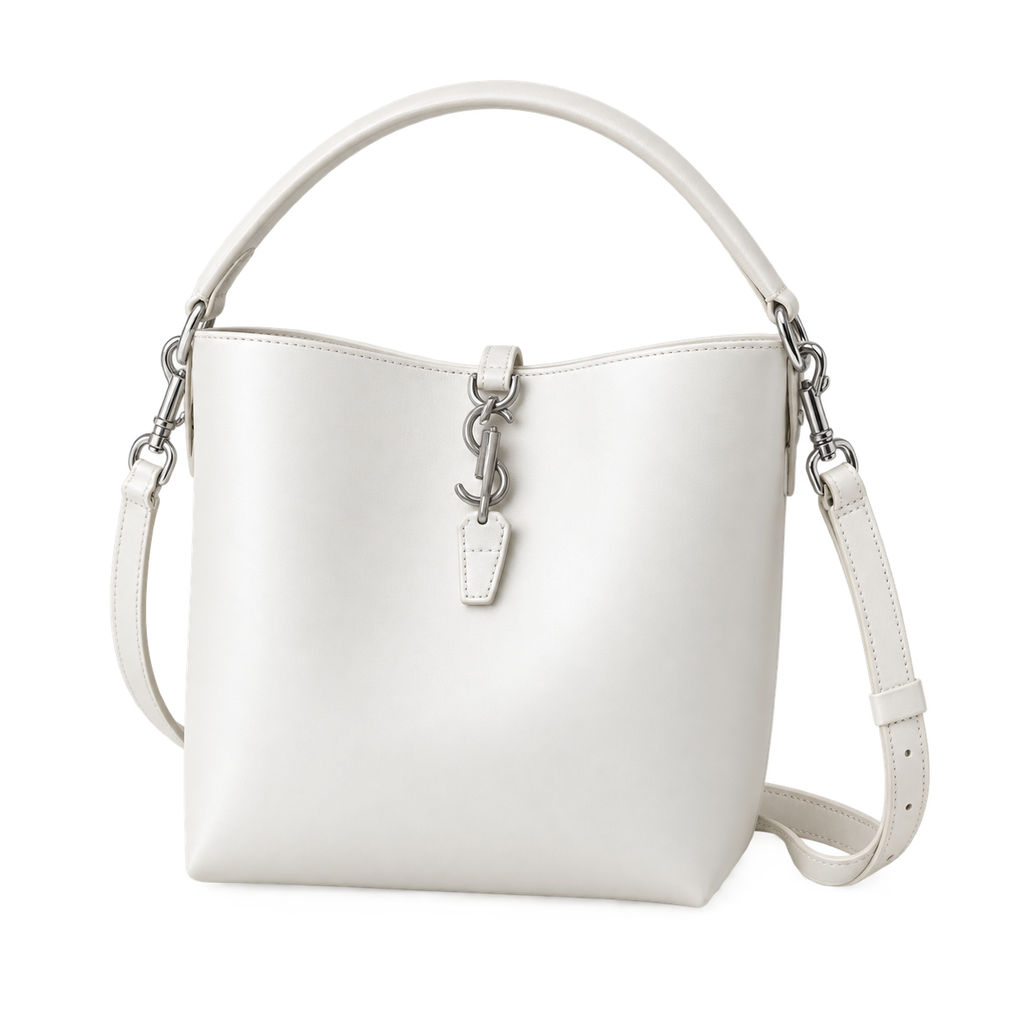 YSL Le 37 Bucket Bag – White Smooth Leather