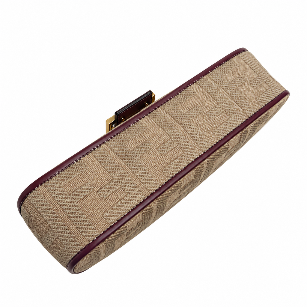 Fendi FF Shoulder Bag – Jacquard Canvas & Leather Trim, Flap Closure, 26cm