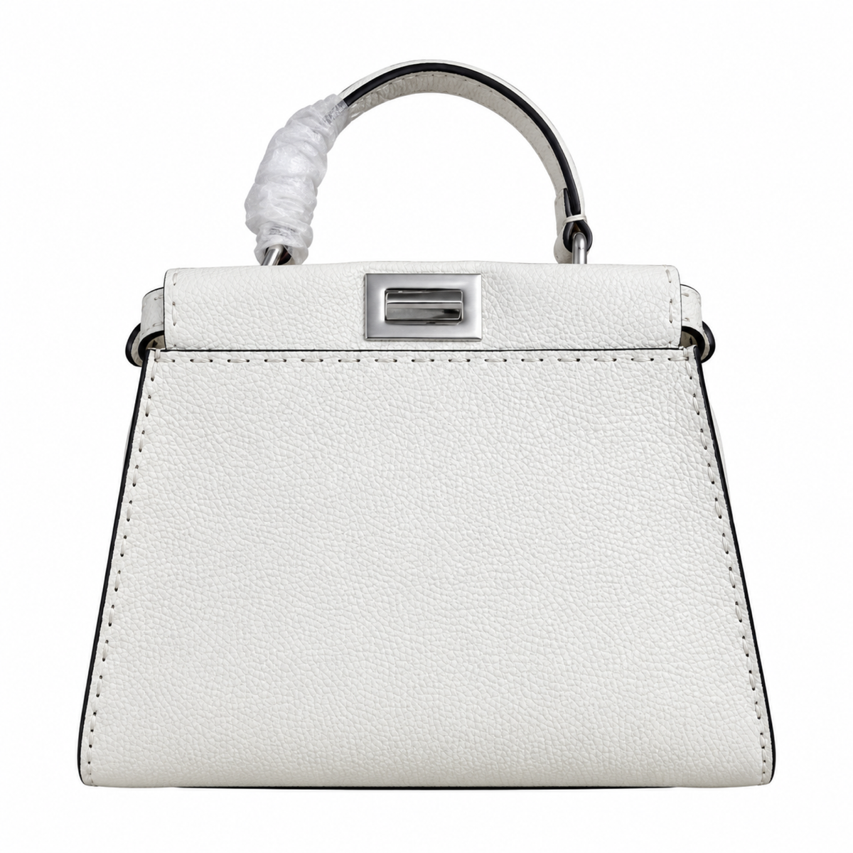 Fendi FF Structured Shoulder Bag – Jacquard Canvas & Leather Trim, Flap Closure, 23cm