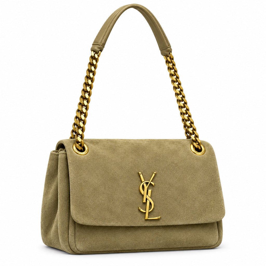 YSL Saint Laurent Calypso Suede Bag – Sage