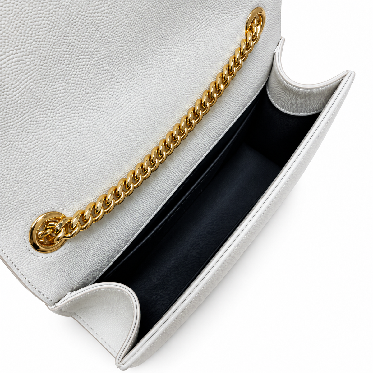 YSL Envelope Quilted Leather Chain Shoulder Bag White