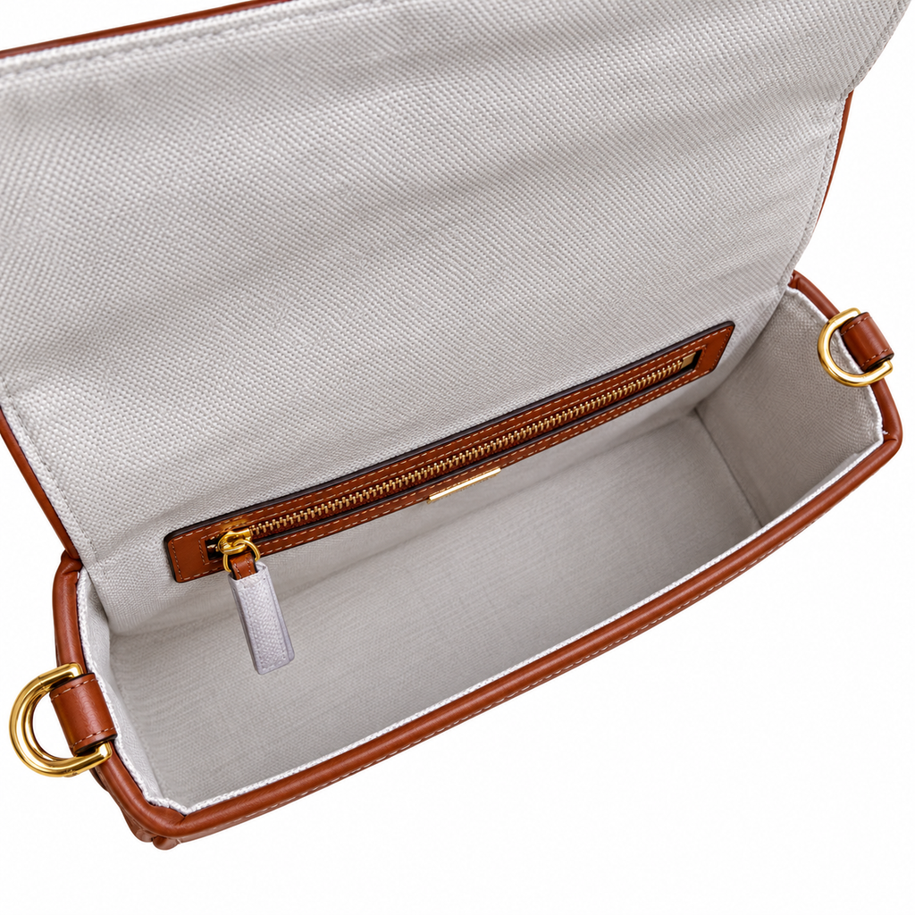 Fendi FF Shoulder Bag – Jacquard Canvas & Leather Trim, Flap Closure, 26cm