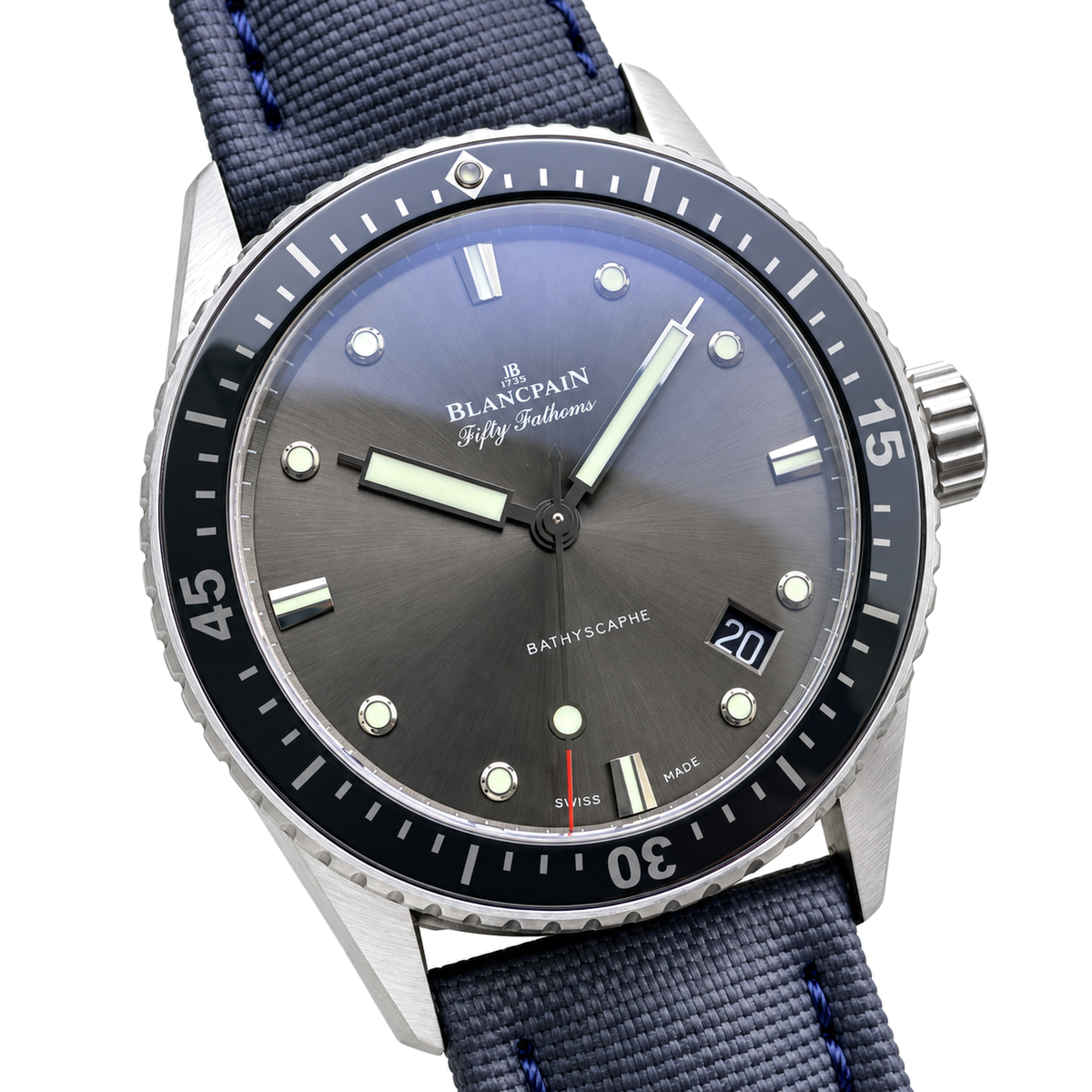 Blancpain Fifty Fathoms Bathyscaphe – Grey Dial Black Ceramic Bezel Swiss Automatic Dive Watch