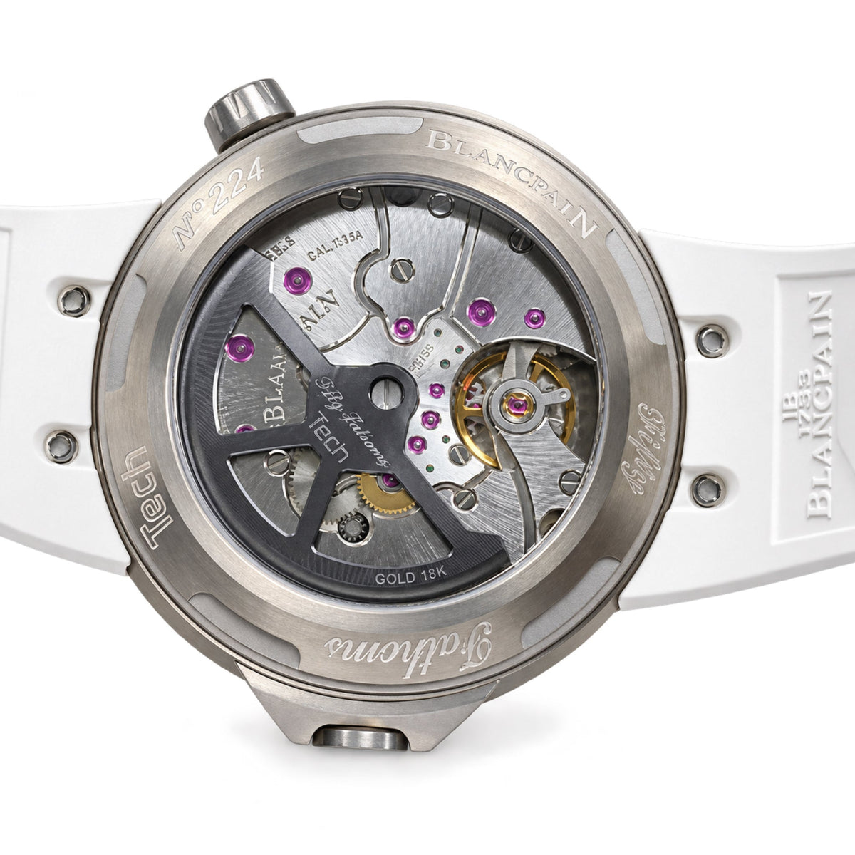 Blancpain Fifty Fathoms Tech Black Dial White Rubber Dive Watch