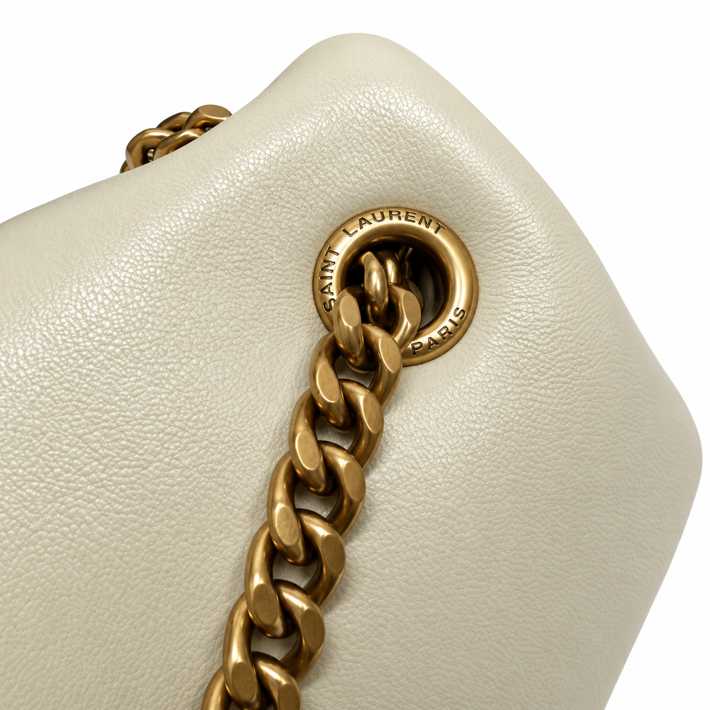 YSL Saint Laurent Calypso Chain Bag in Cream Smooth Leather