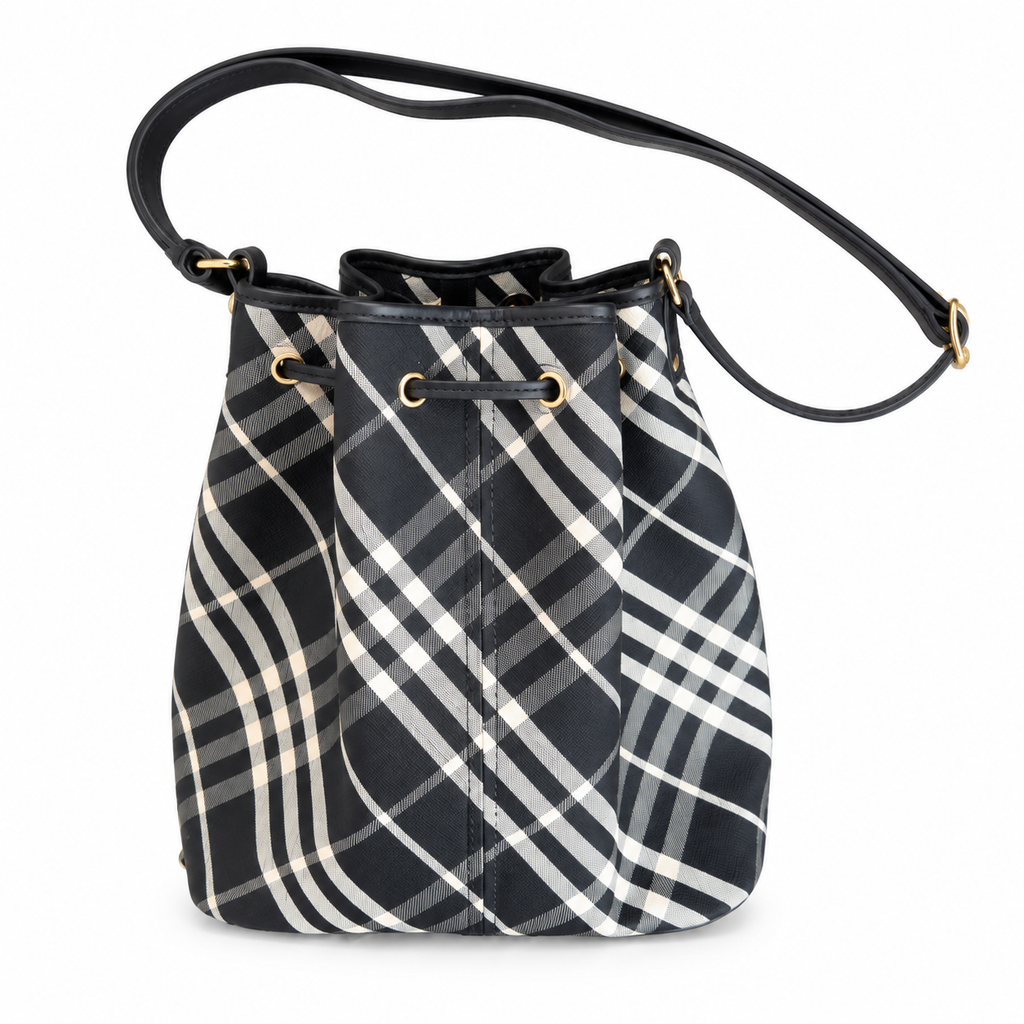 Burberry Heritage Black Check Bucket Bag