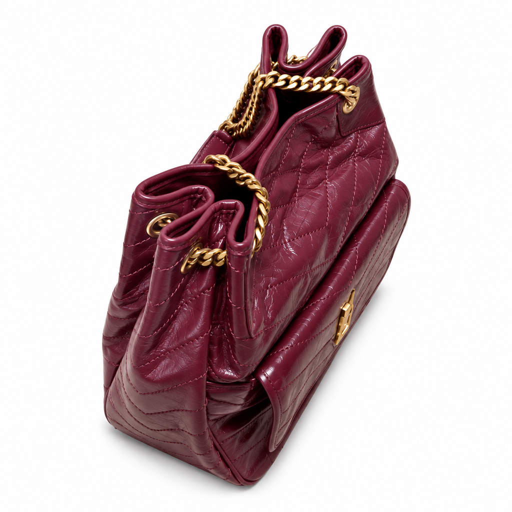 Balenciaga Crush Quilted Tote Bag in Bordeaux