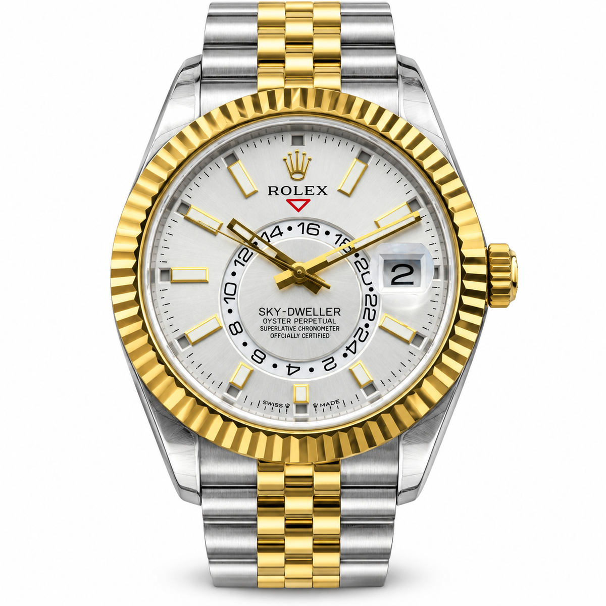Rolex Sky-Dweller 42mm White Dial Automatic Watch – Rolesor, Annual Calendar, Dual Time Zone