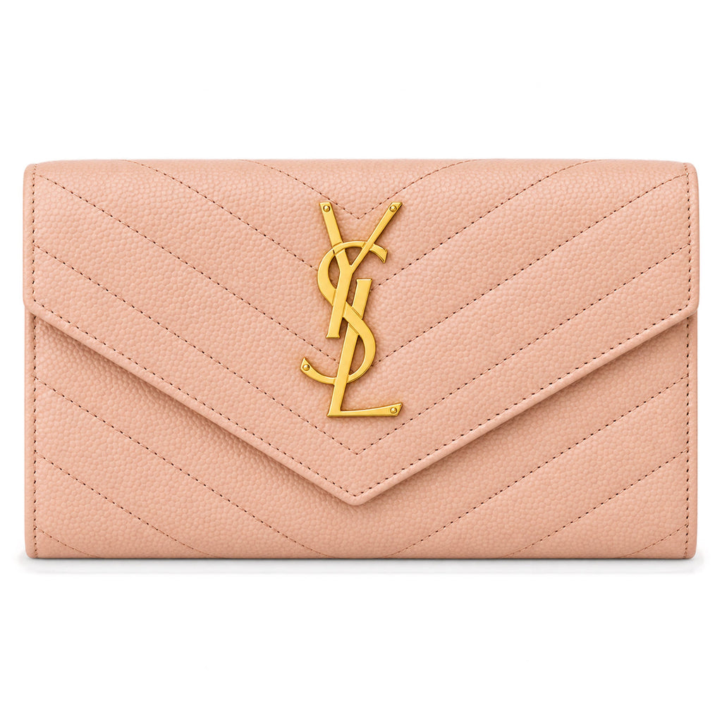 YSL Saint Laurent Monogram Large Flap Wallet Blush Pink
