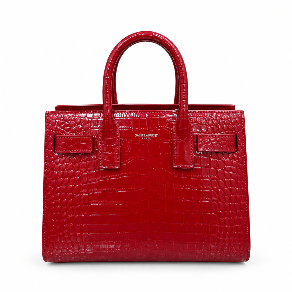 Saint Laurent Sac de Jour Bag – Red Croc Embossed