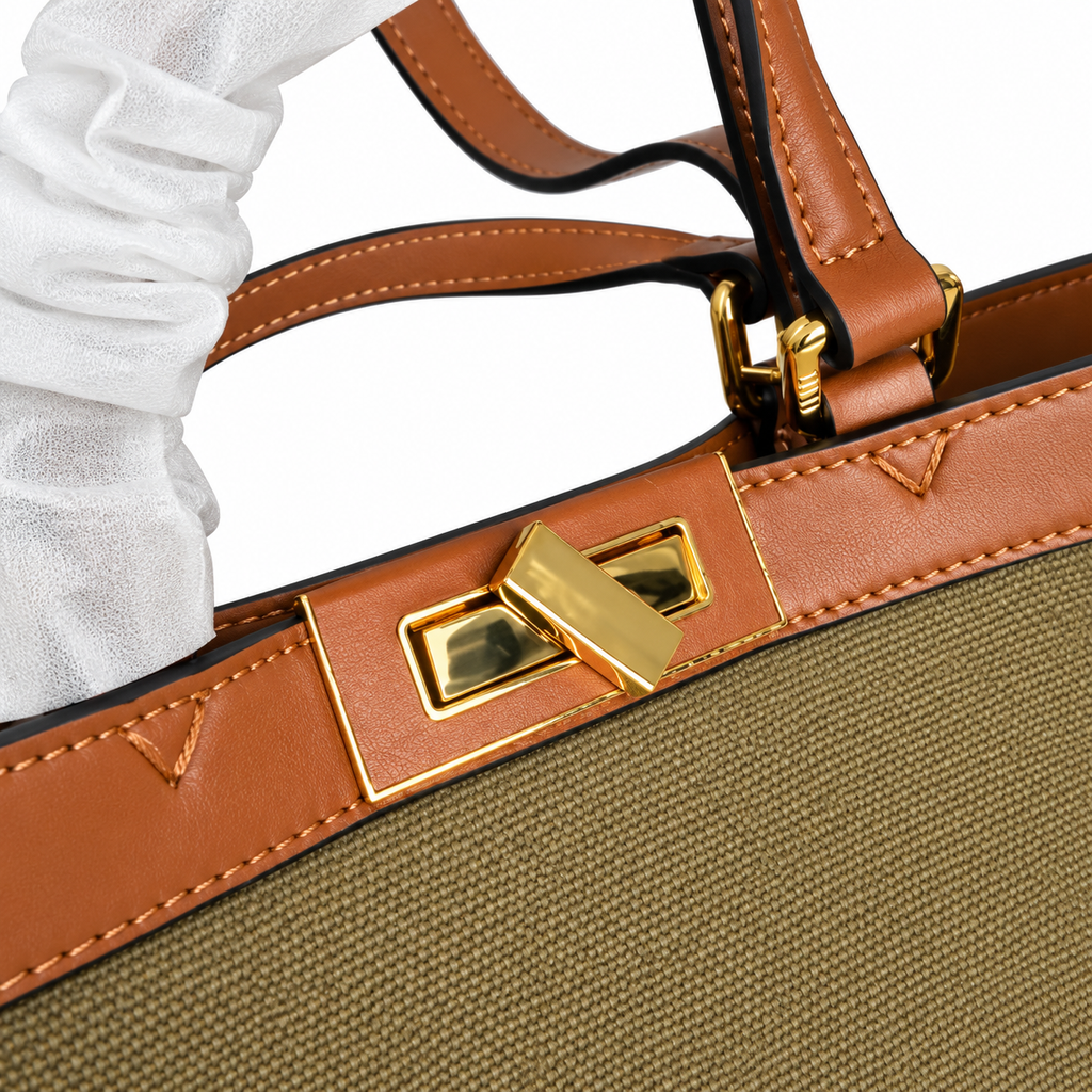 Fendi FF Logo Leather Open Top Shopper Tote Bag 40x12x29cm