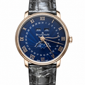 Blancpain Villeret Moonphase Full Calendar Rose Gold Blue Dial Grey Alligator Watch