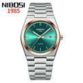 NIBOSI 1985 — Stainless Steel, Blue Sunray Dial, Day-Date & Steel Bracelet, Men