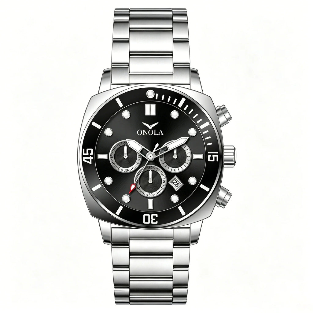 ONOLA Chronograph — Stainless Steel, Black Dial & Steel Bracelet, Men